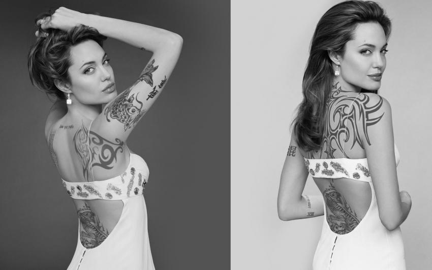 angelina jolie tatoo 2 noir et blanc