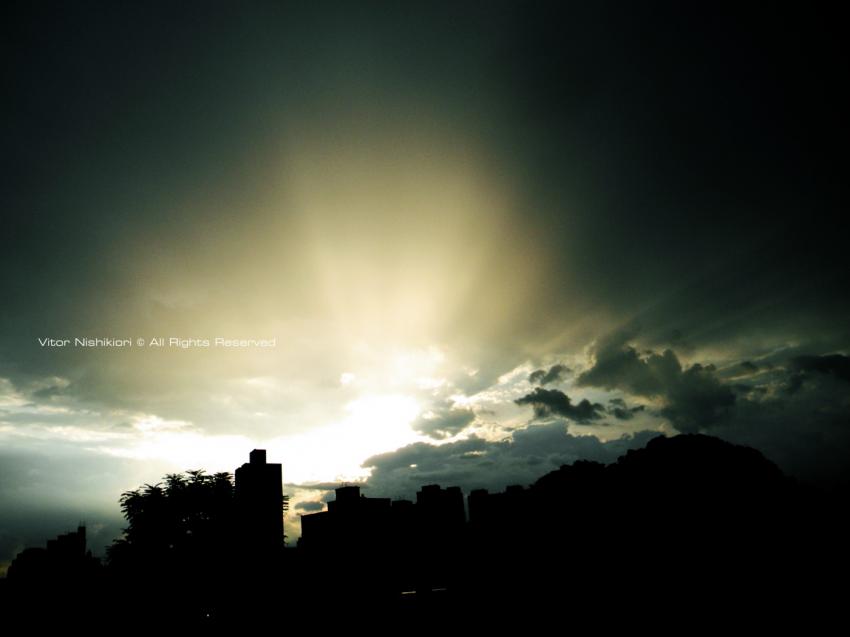 Lightning behind the clouds