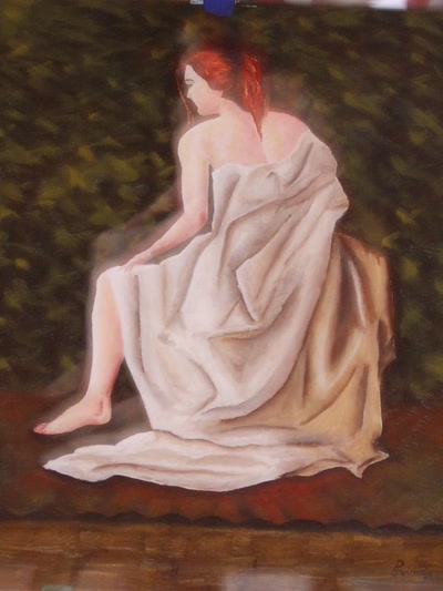 Œuvre de pomme: la baigneuse