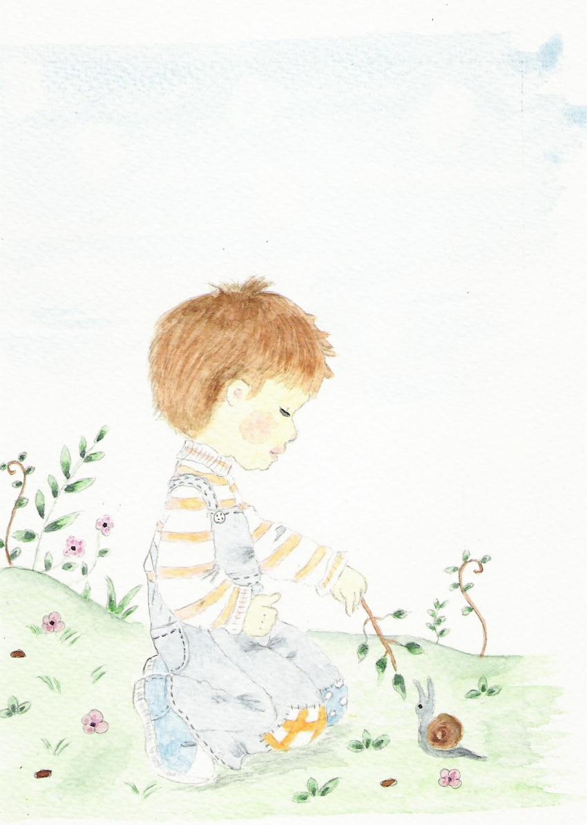 petit garçon à l'escargot