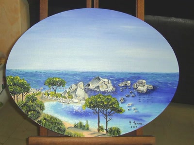 Œuvre de pomme: la baie aux rochers