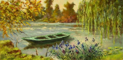 Œuvre de LEBRETON: Barque aux iris