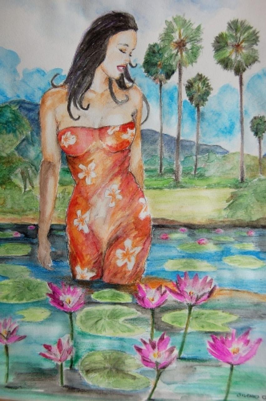 jeune fille aux nénuphars