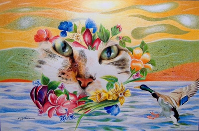 Œuvre de Zek le Berbere: Le chat et le canard