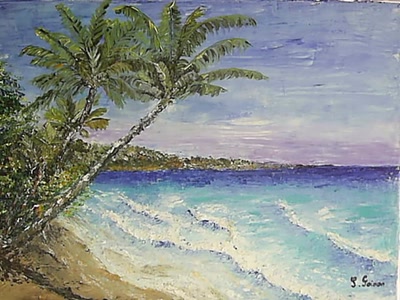 Œuvre de pomme: Plage de Martinique