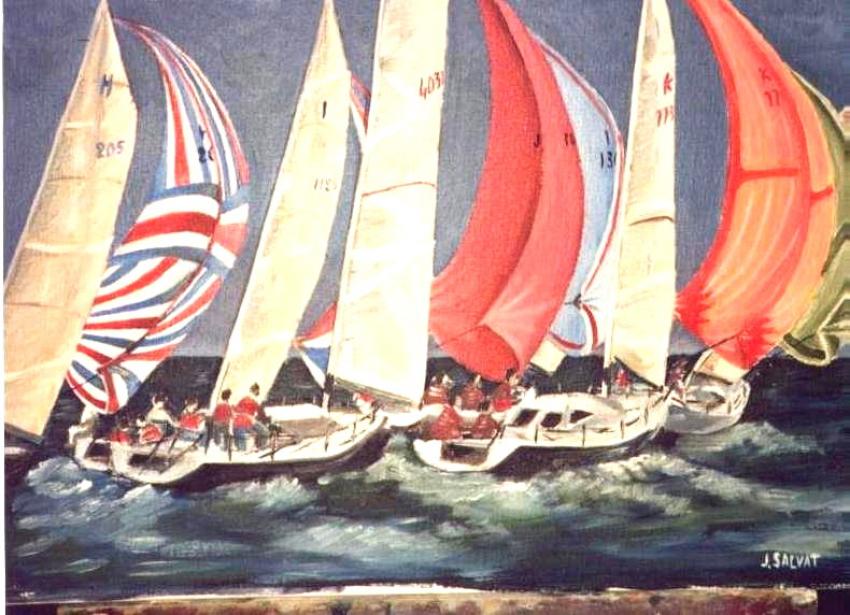 les régates , le départ.