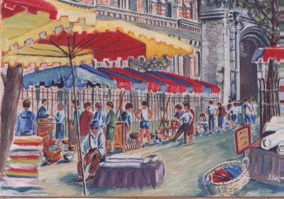 Œuvre de J.SALVAT: marché un dimanche  à st Cernin toulouse