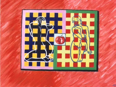 Œuvre de J.SALVAT: face à face et la pomme