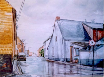 Œuvre de JIDEE: Chemin du Lapin sous la pluie (Vieux-Leuze - Belgi