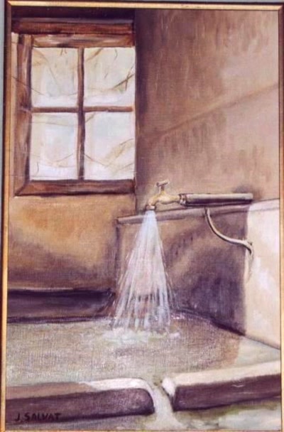 Œuvre de J.SALVAT: le bassin lavoir en Ariège