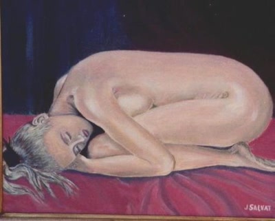 Œuvre de J.SALVAT: nu , position foetale