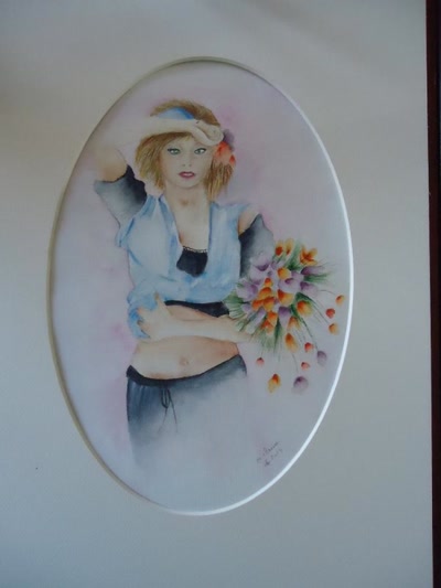 Jeune fille aux fleurs d'après Sara Moon