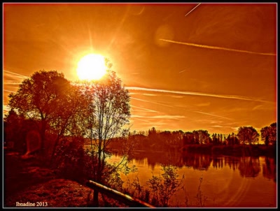 Œuvre de bnadine: coucher de soleil  vers Conlans...